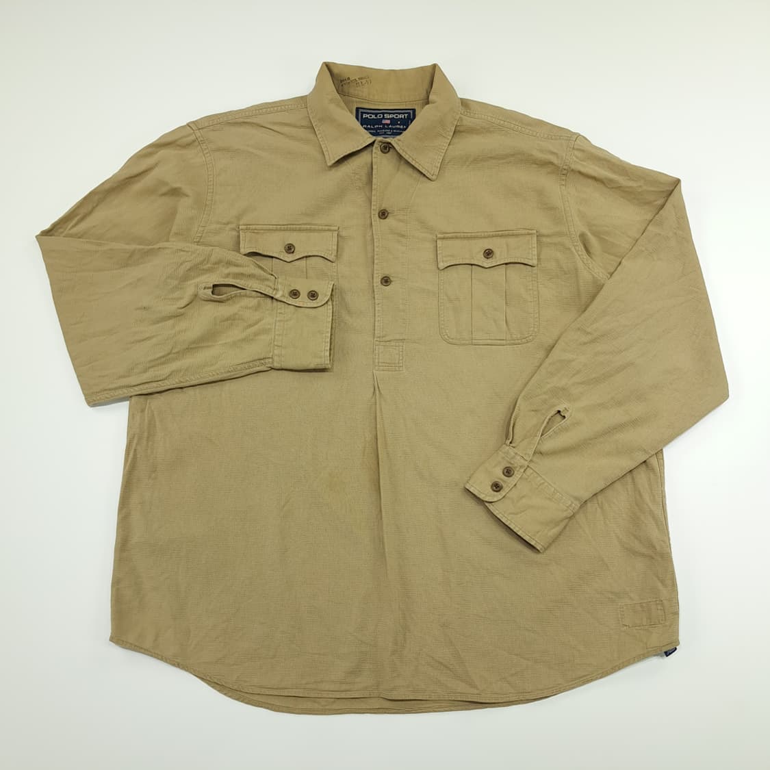 CN861 L 폴로 랄프로렌 사파리 베이지 유틸리티 하프오픈 셔츠 남방 상품이미지2