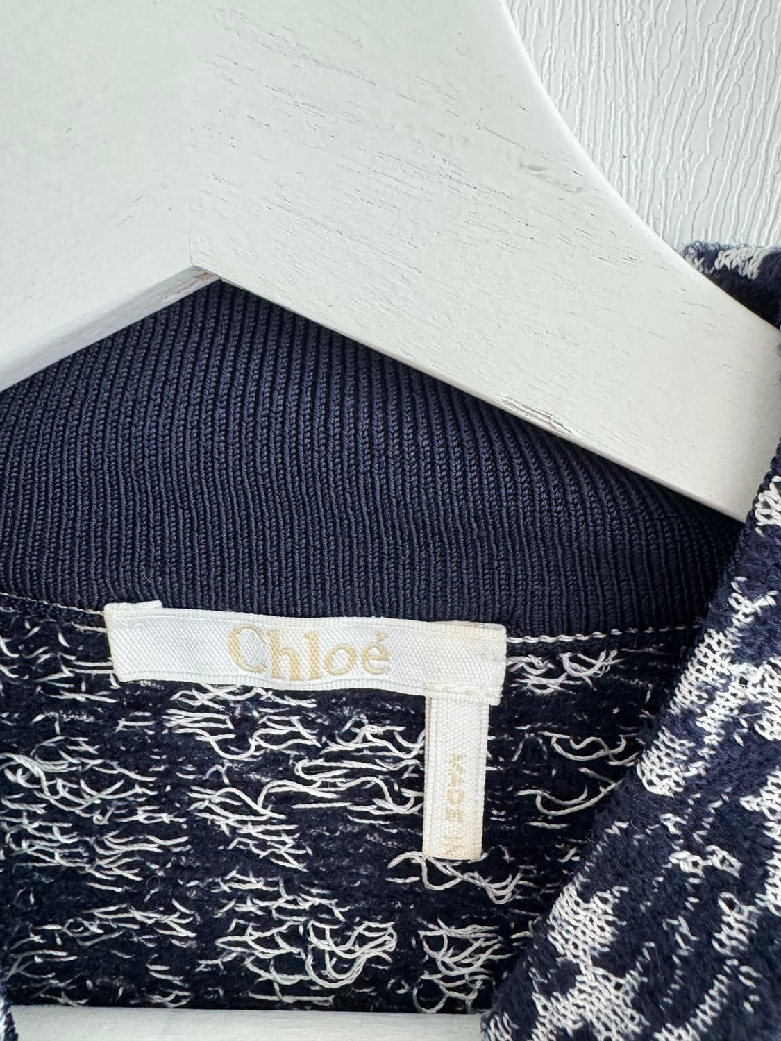 [끌로에] 플로럴 자카드 니트 네이비 롱슬리브 S-M 상품이미지5