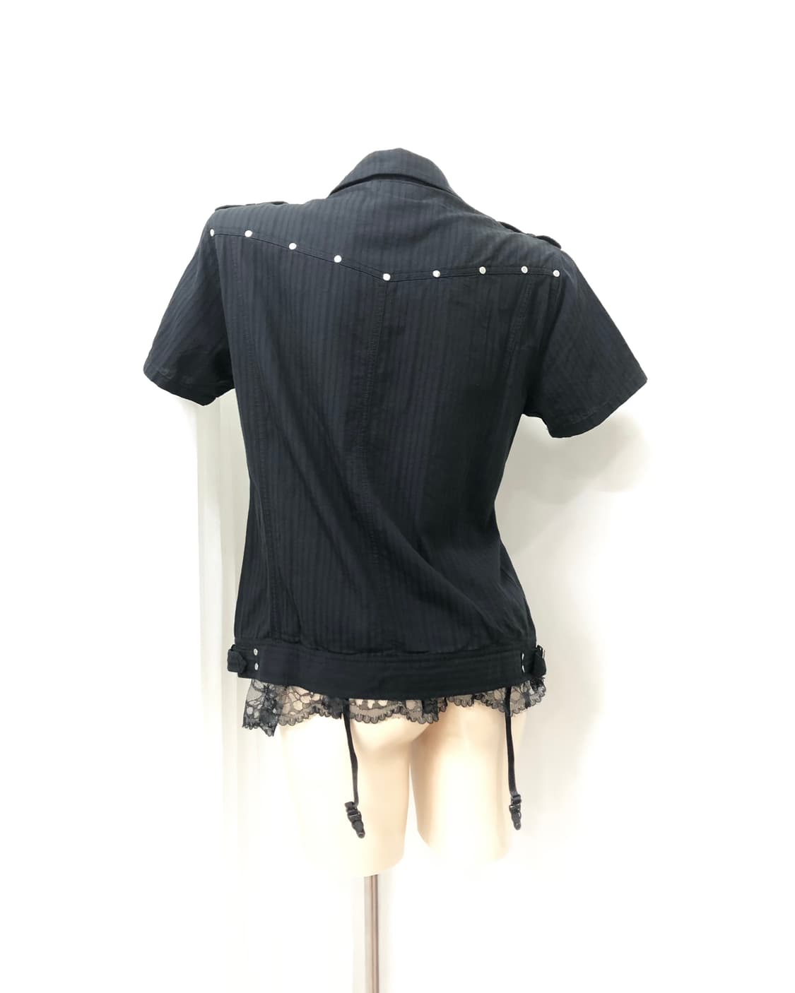 black punk short sleeve zip up jacket 상품이미지3