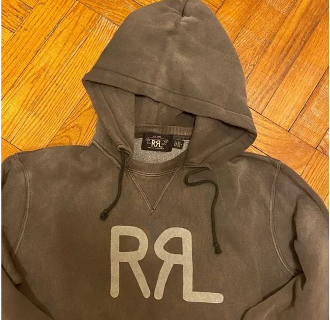 M >L 교환 RRL 더블알엘 랜치 로고 워싱 후드티 브라운 상품이미지2