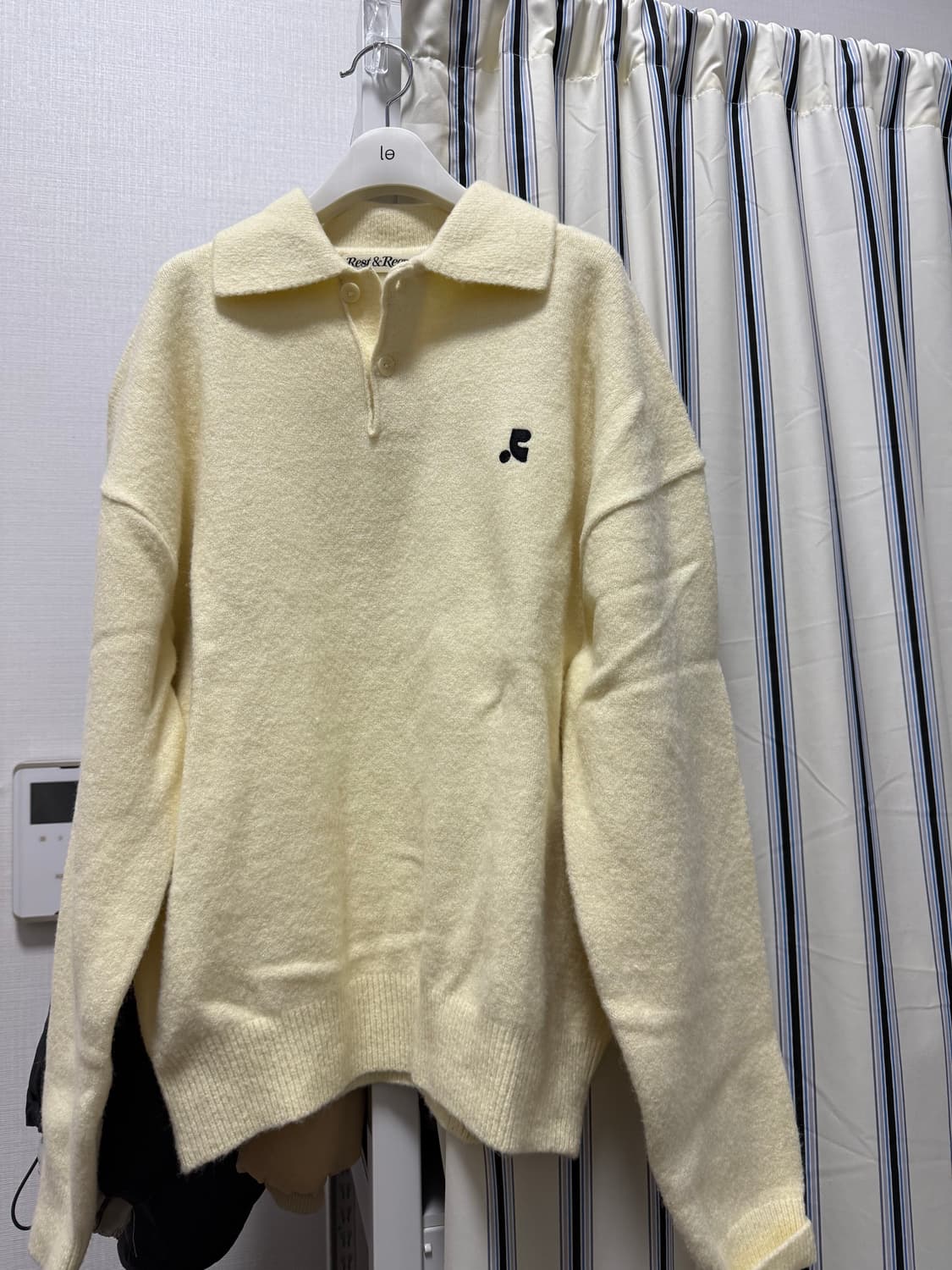 레스트앤레크레이션 오버사이즈 폴로 니트 탑 아이보리(새상품) 상품이미지1