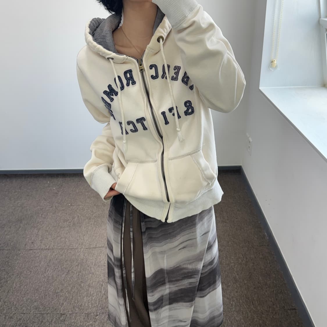 Abercrombie 아베크롬비 아치로고 아이보리 후드집업  상품이미지2