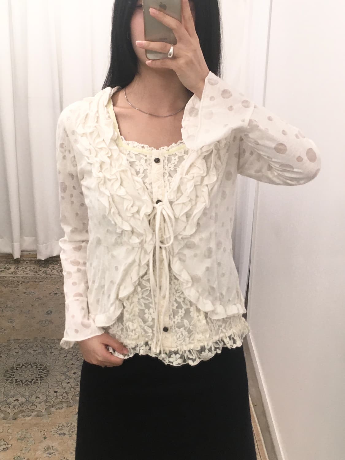 아이보리 도트 가디건 상품이미지3