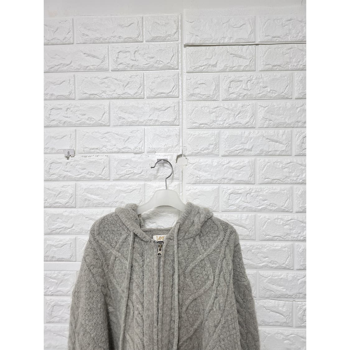 택포) Lee 꽈배기 니트 후드집업 S 상품이미지3