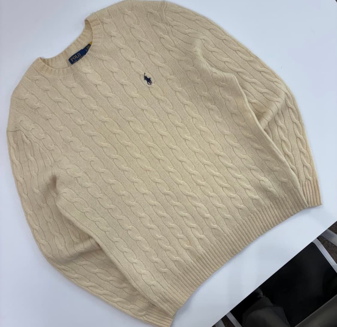 폴로 랄프로렌 울캐시 케이블 니트 아이보리 XL 상품이미지4