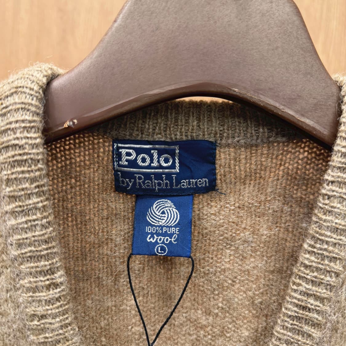 폴로 랄프로렌 딥 브이넥 울 니트 베스트 레드 아가일 패턴 디테일 브라운 상품이미지6