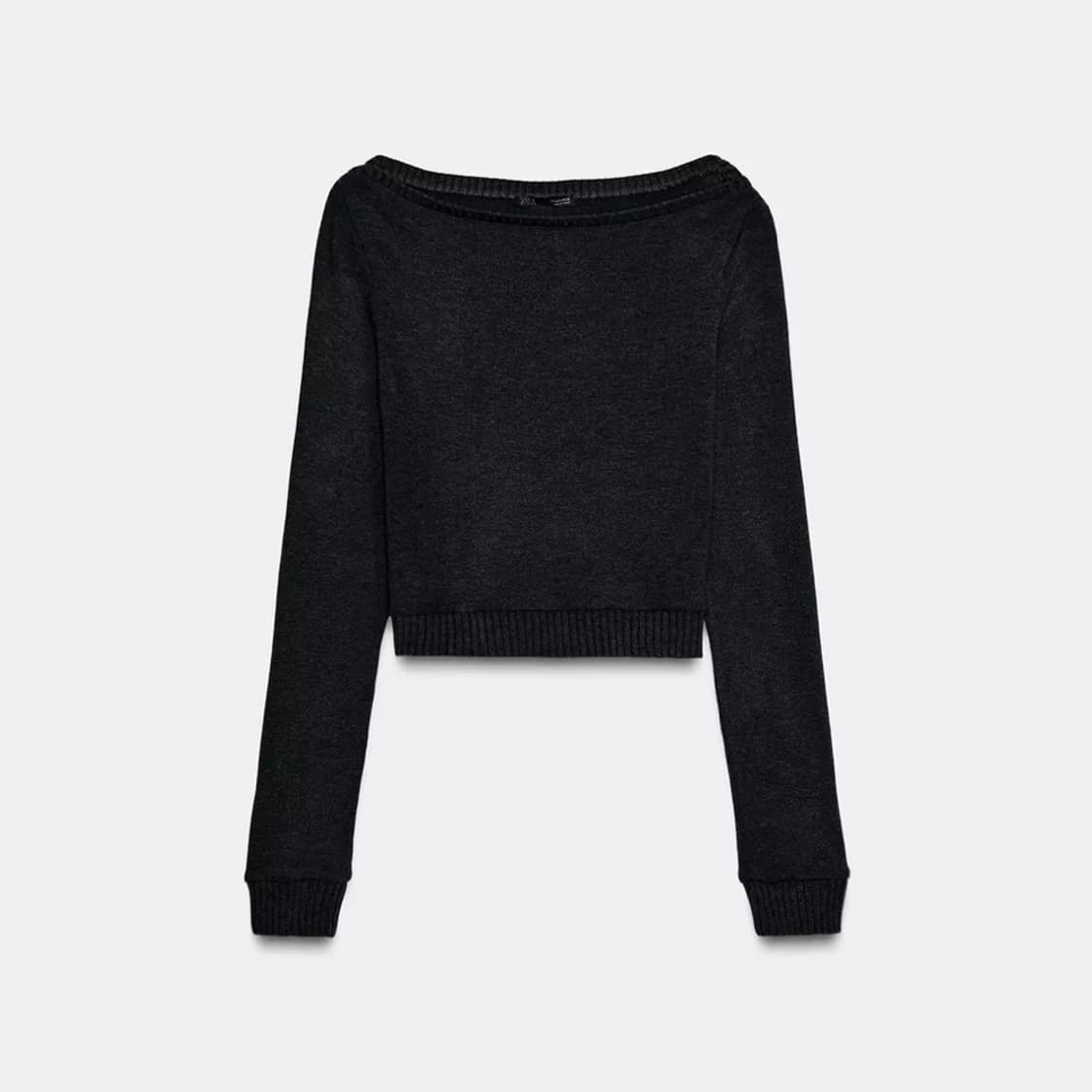 zara 자라 소프트 크롭 탑 니트 차콜그레이 상품이미지4