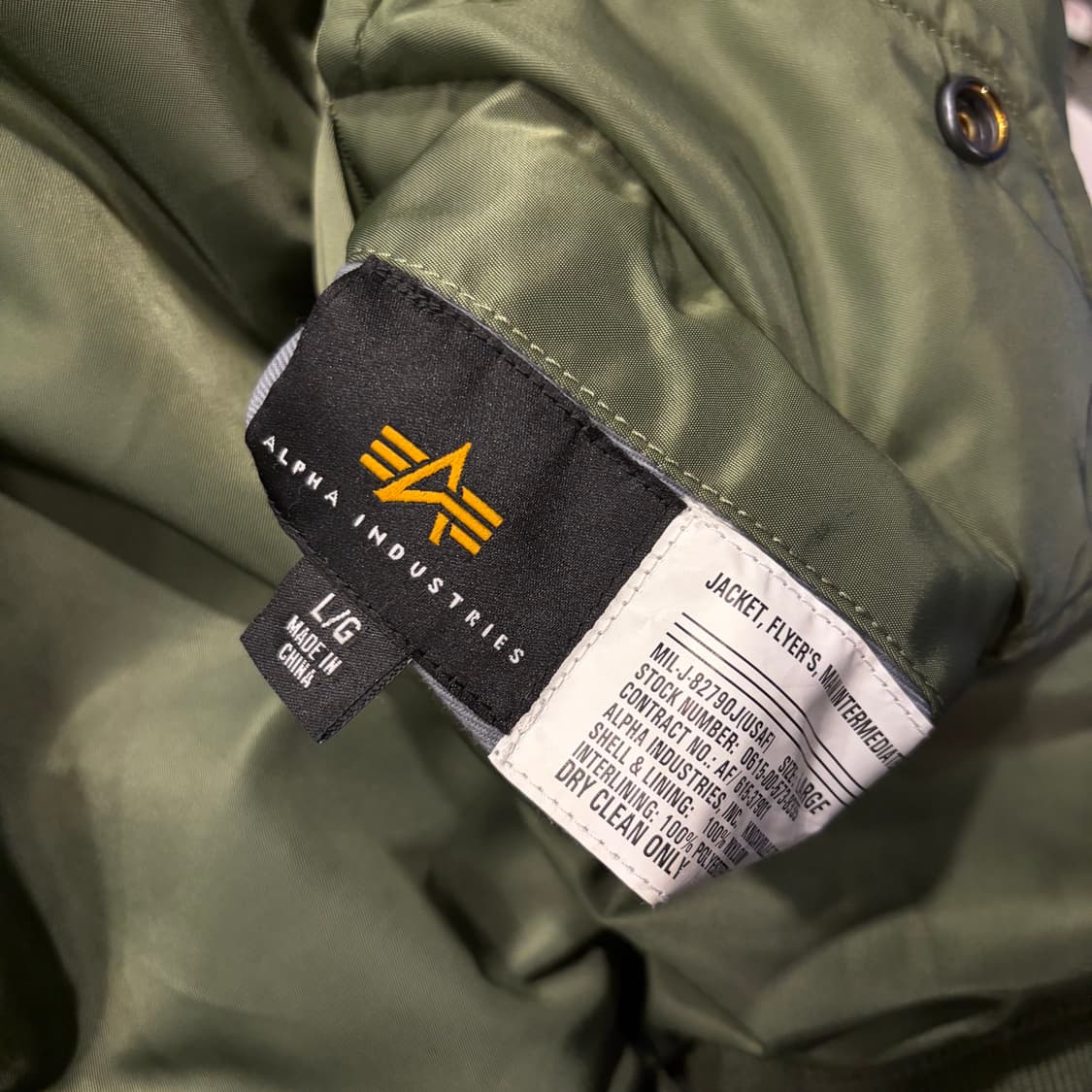 [L] 알파인더스트리 카키 그린 MA-1 항공 점퍼 자켓 C808 상품이미지6