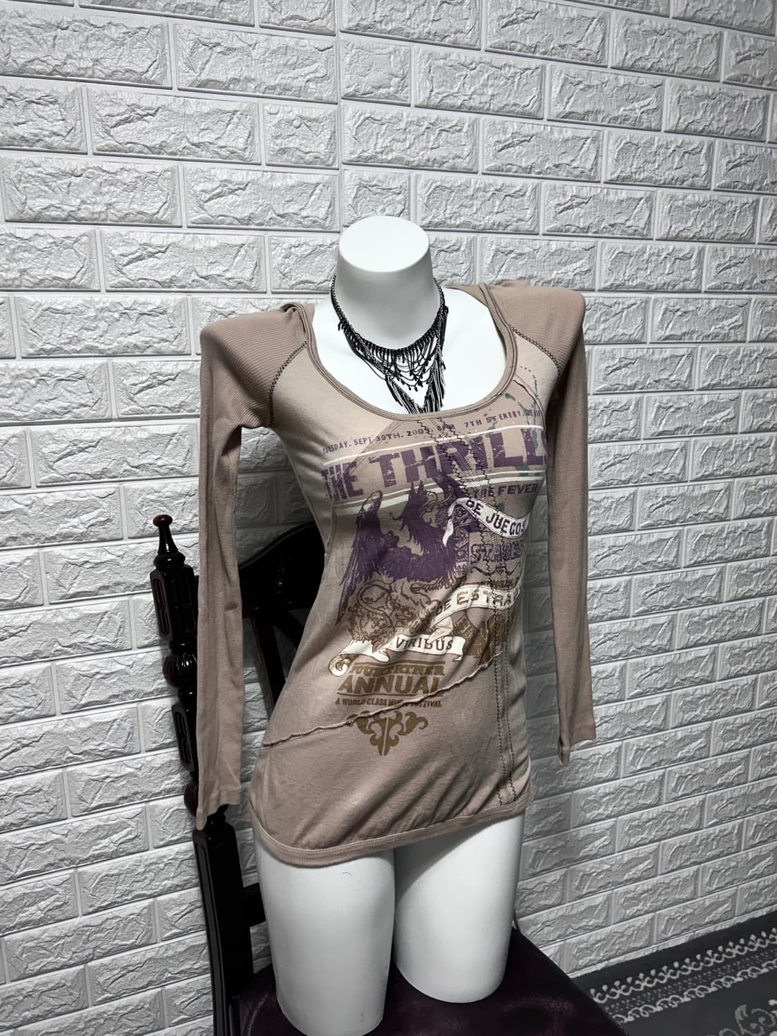 00‘s Y2K skinny minnie 그래픽 롱슬리브 후디 상품이미지1