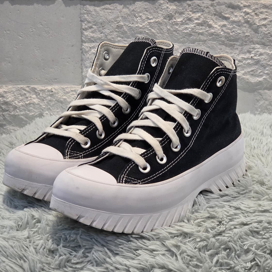 6a-23:컨버스 런스타 하이크 하이 블랙키높이6cm(235)-상태굿 상품이미지1
