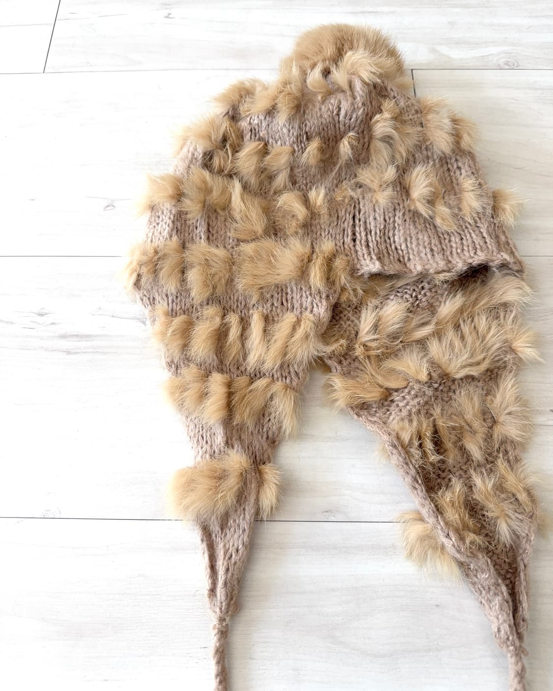 Fairy beige rabbit fur point beanie 상품이미지2