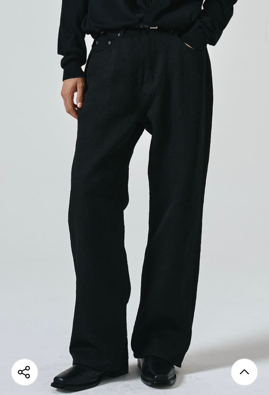 (48)노이어 쟈카드 세미 와이드 팬츠 블랙 상품이미지1