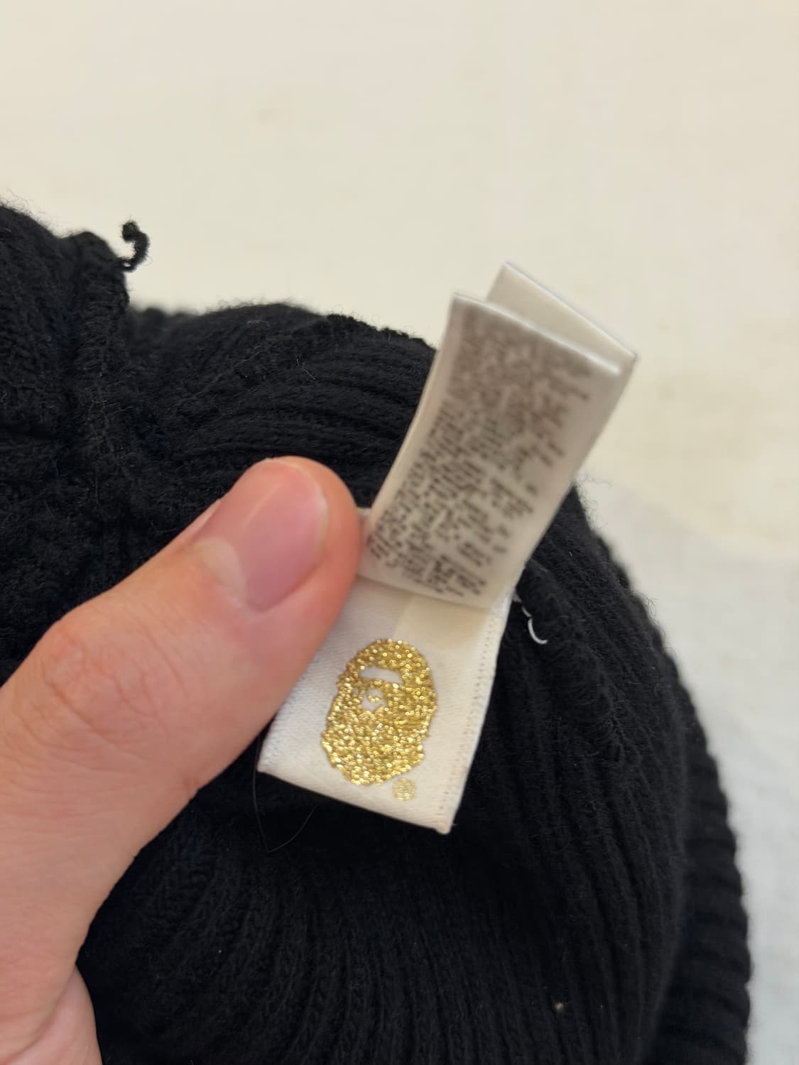 베이프 사루 원포인트 패치로고 울 비니 블랙 상품이미지4