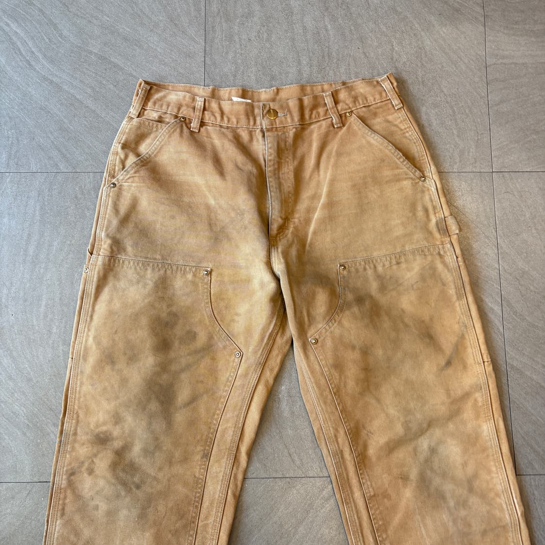 칼하트 미국 생산 브라운 더블니 팬츠 상품이미지2