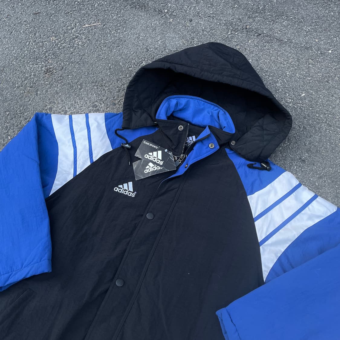 90s 새제품 아디다스 올드스쿨 점퍼 누빔 트랙자켓 바람막이 XL 상품이미지3