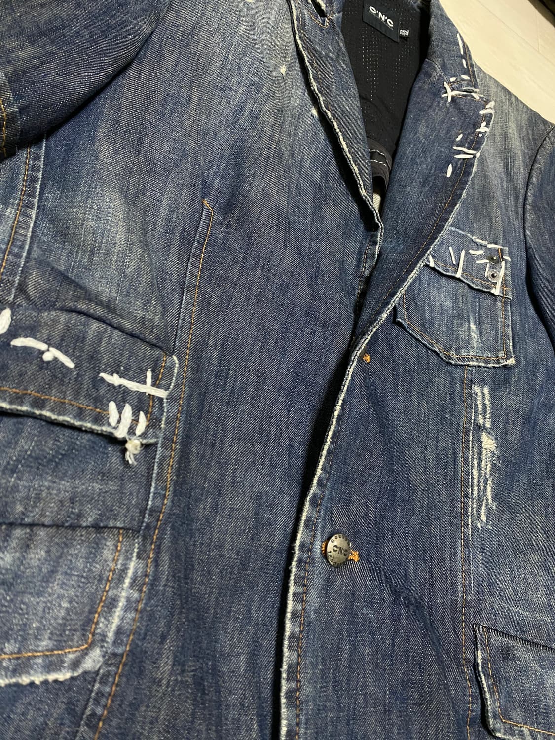 CNC 스티치 데님 블레이저 자켓 상품이미지3