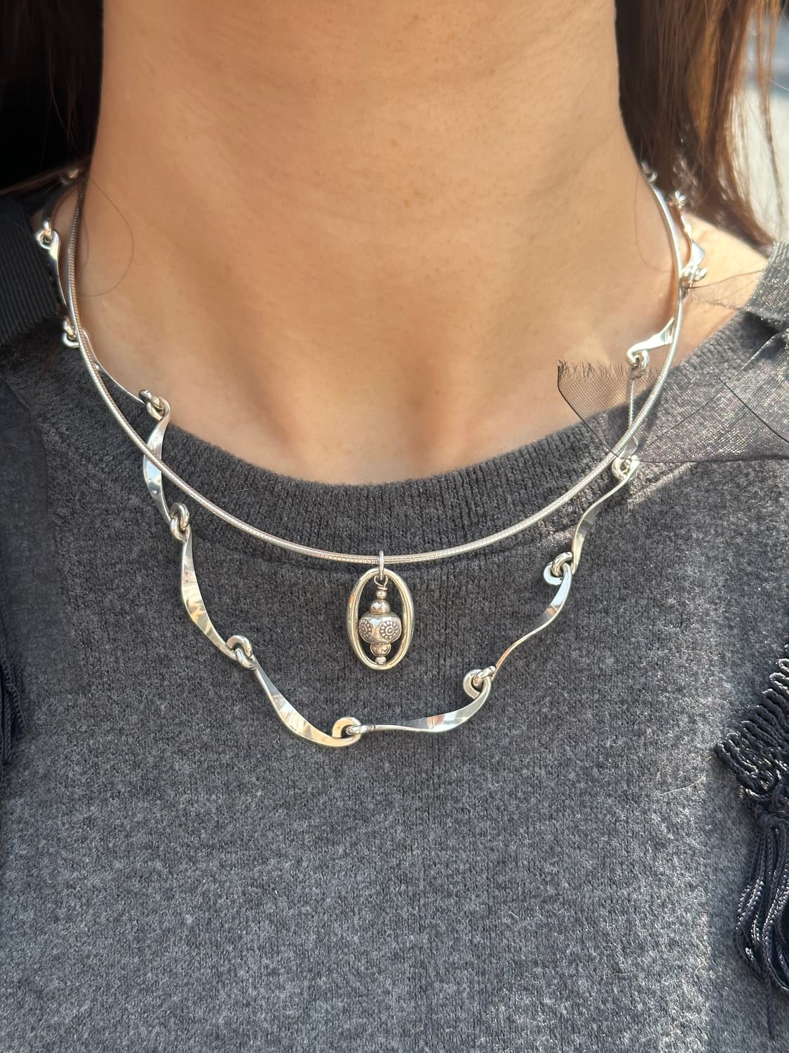 80~90s Twisted Link 925Silver Necklace 상품이미지6