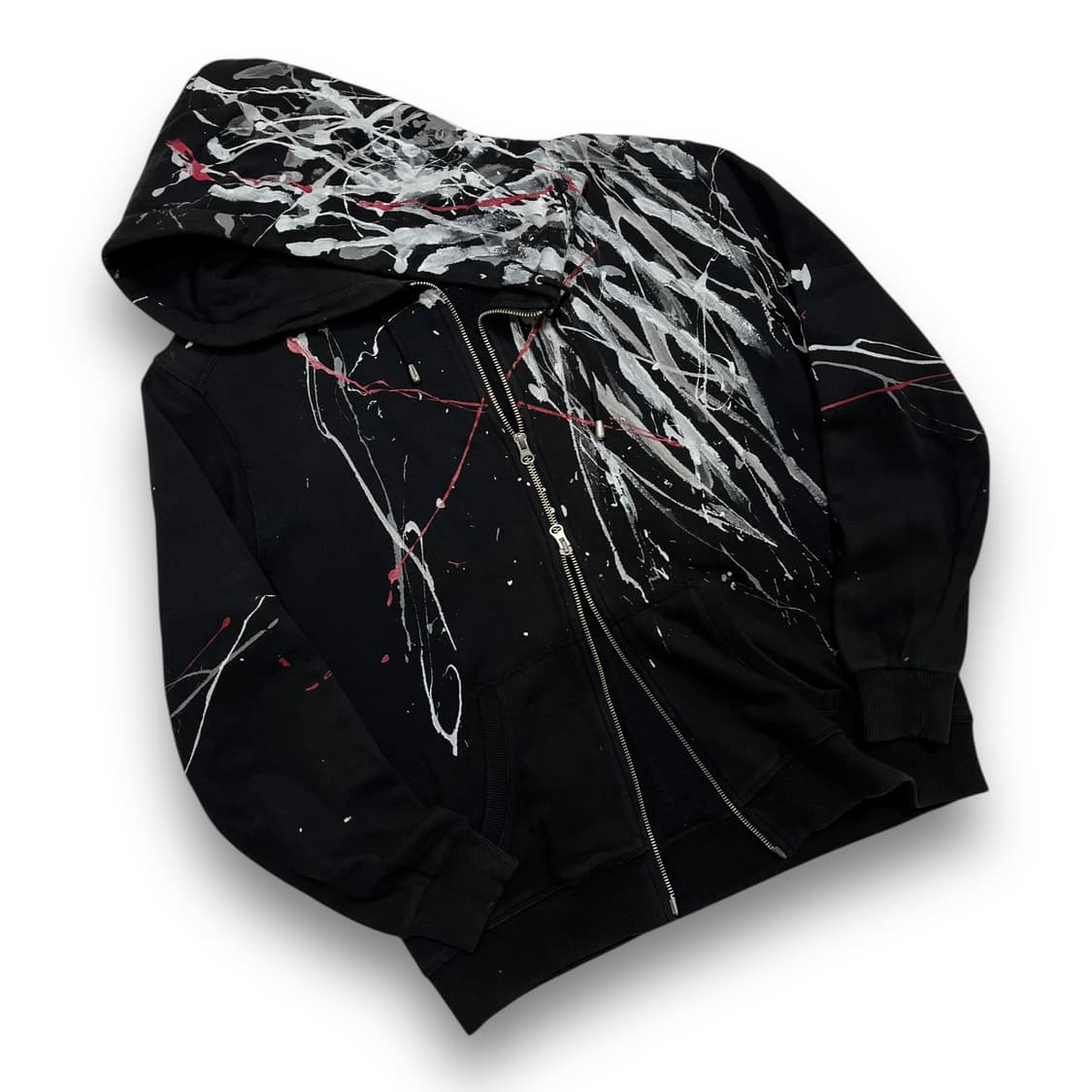 세만틱 디자인 스플래시 페인팅 투웨이 후디 집업 상품이미지1