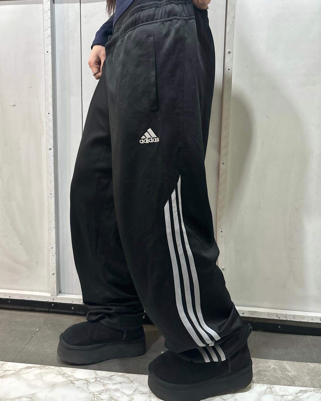 90s ADIDAS 블랙&화이트 져지 스트라이프 팬츠 상품이미지1