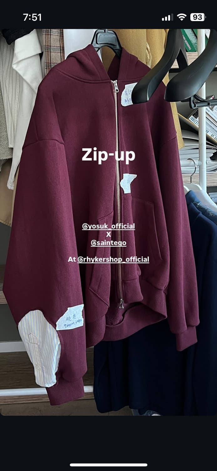 Yosuk balance hoodie zip-up burgundy 상품이미지2