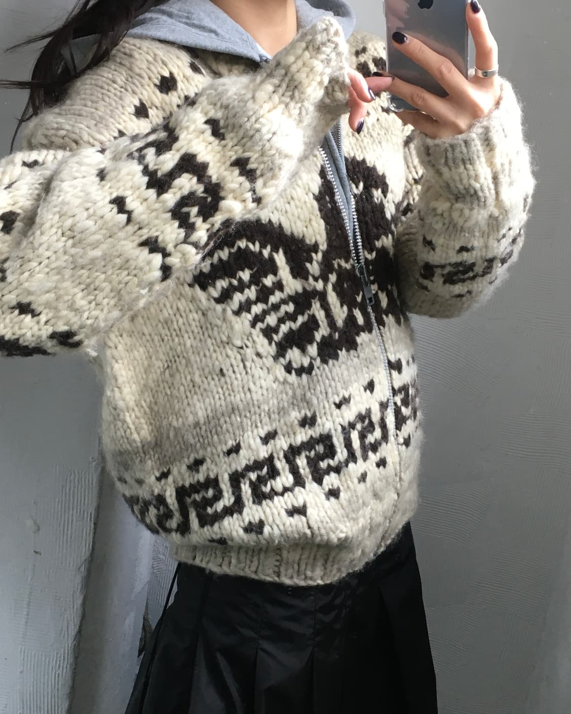 COWICHAN INDIAN 코위찬 핸드니트집업 상품이미지4