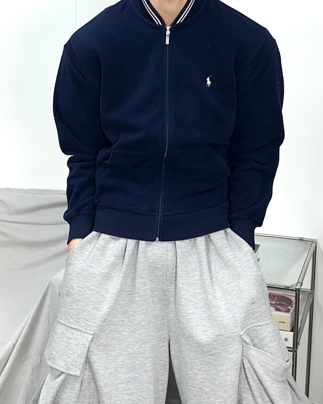 폴로 랄프로렌 골프 네이비 니트 집업 S 상품이미지1