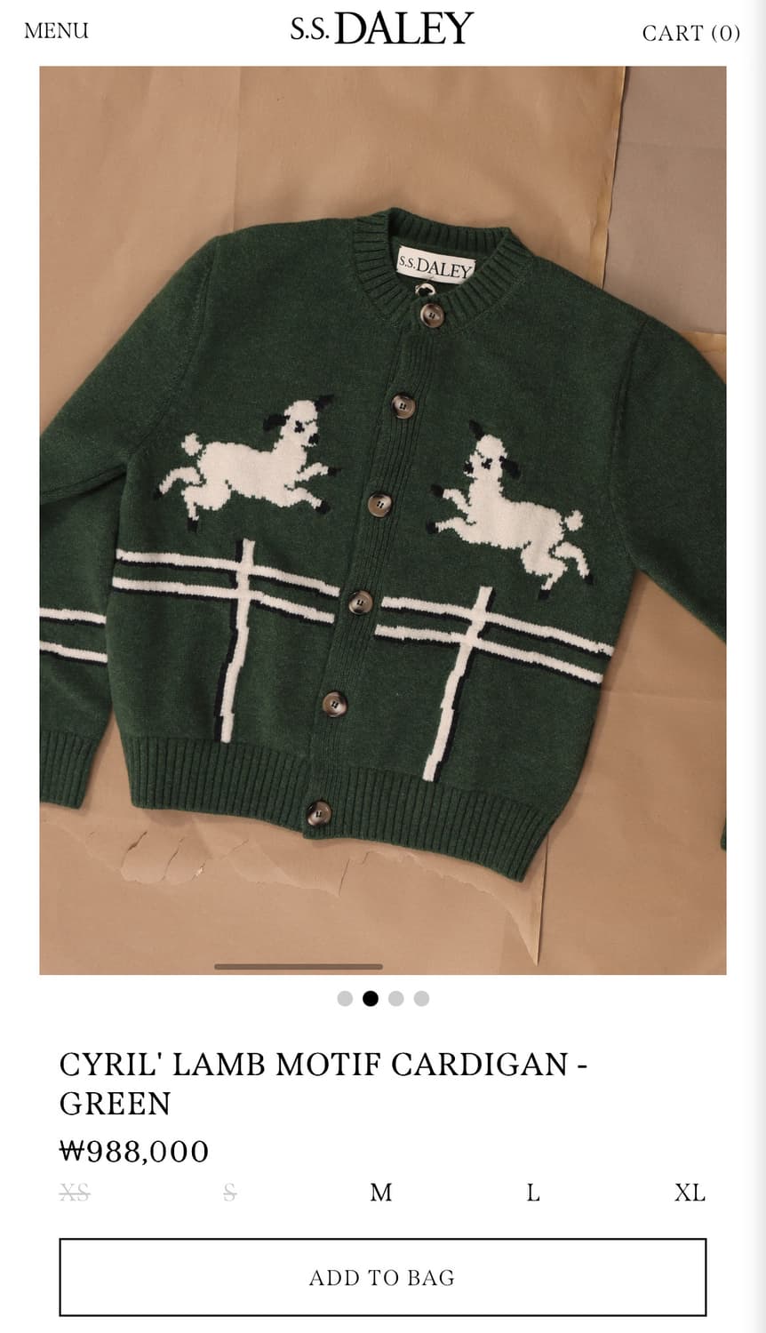 [S,M]S.S 달리 Cyril' Lamb Motif 가디건/그린 상품이미지8
