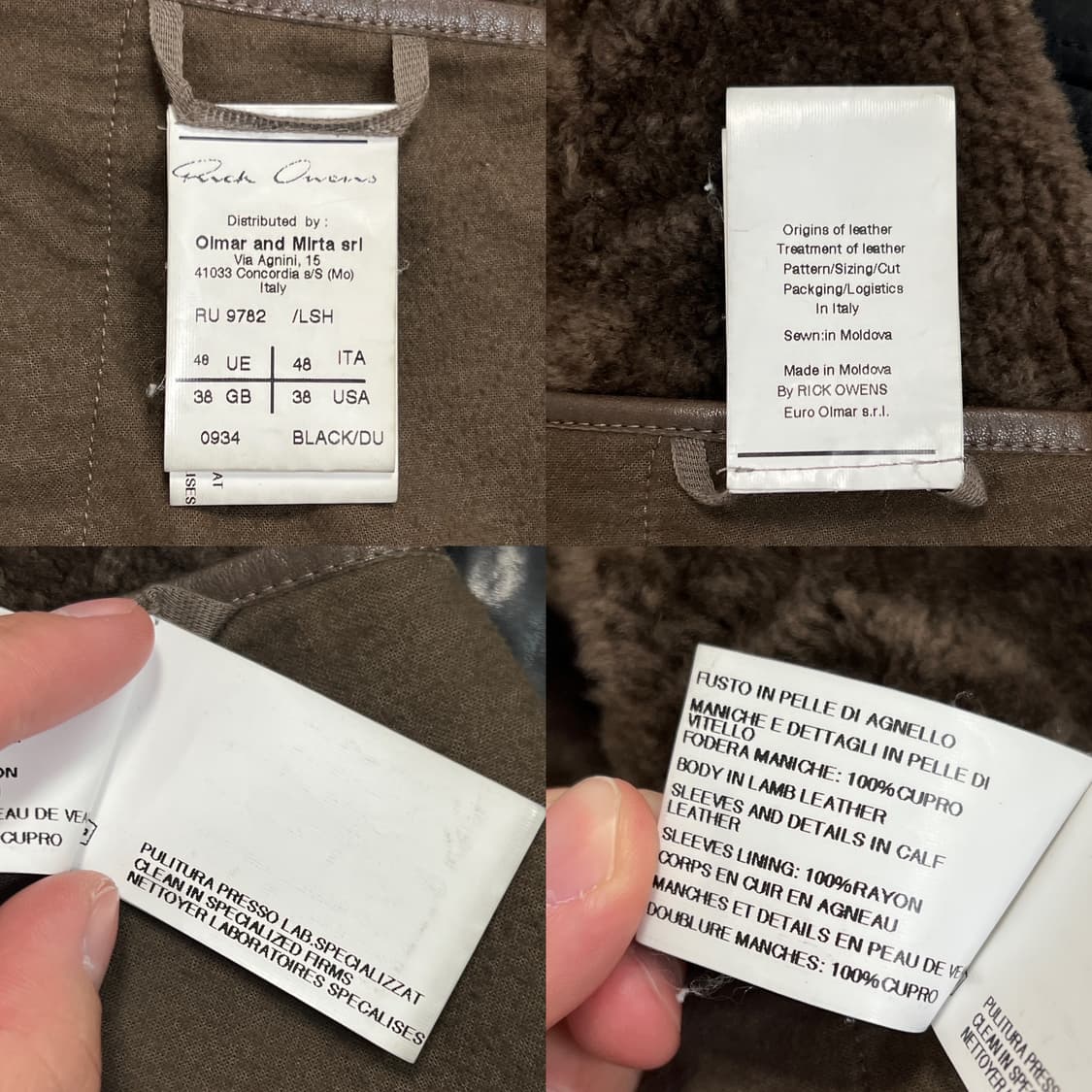 릭오웬스 12FW "MOUNTAIN" 하이넥 양가죽 무스탕 자켓 상품이미지7