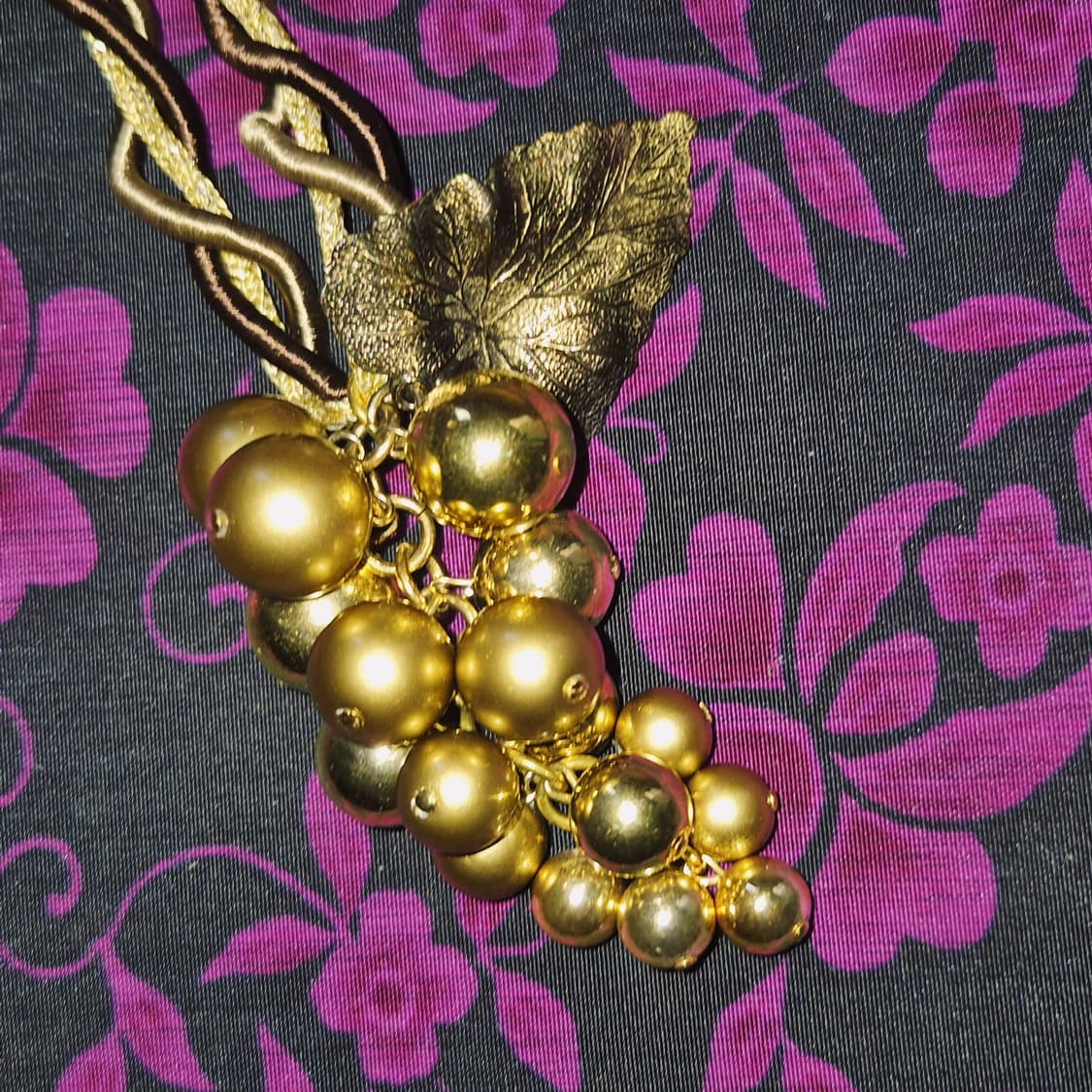 90s 엔틱 브라스 빅 포도 송이 코스튬 목걸이 상품이미지8