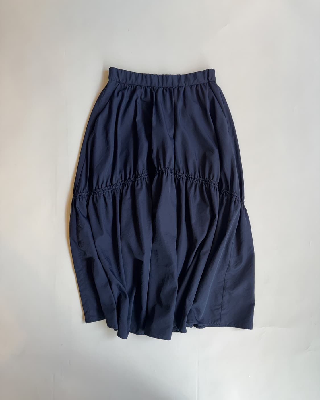 Navy Gathered Tiered Skirt 상품이미지1