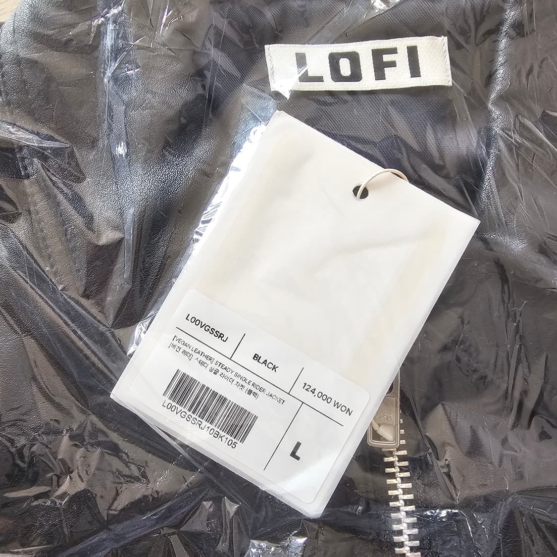 L 100 새제품) 로파이 스테디 싱글 라이더 자켓 비건레더 가죽 블랙 상품이미지4