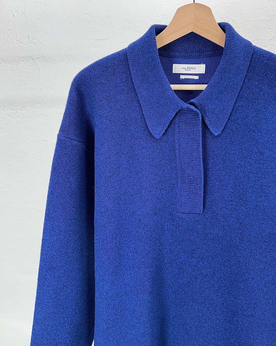 이자벨마랑 에뚜왈 딥 블루 하프 버튼 카라 폴로 울 니트 스웨터 셔츠 상품이미지2