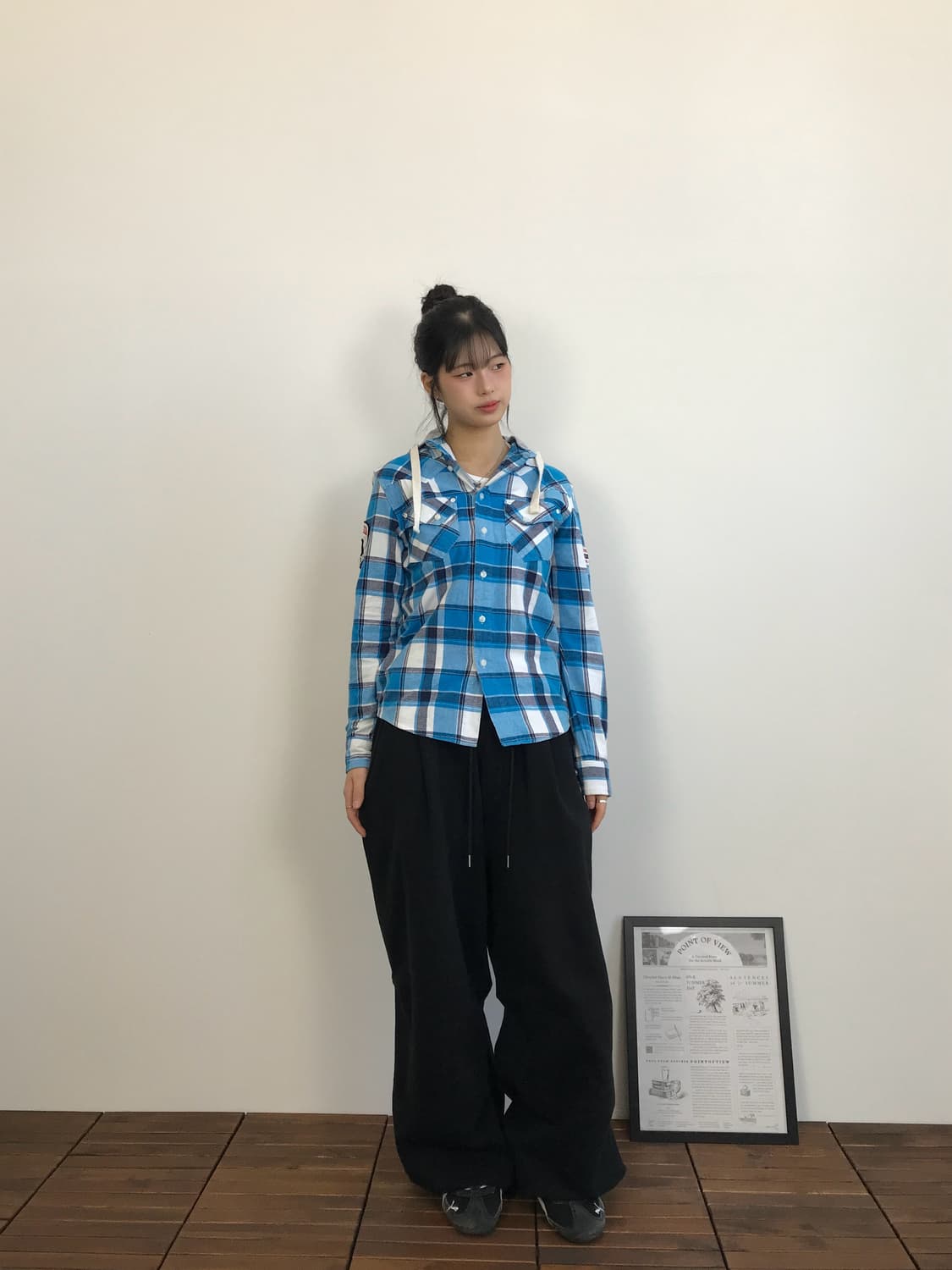 JPN Blue Plaid Hooded Shirt 상품이미지1