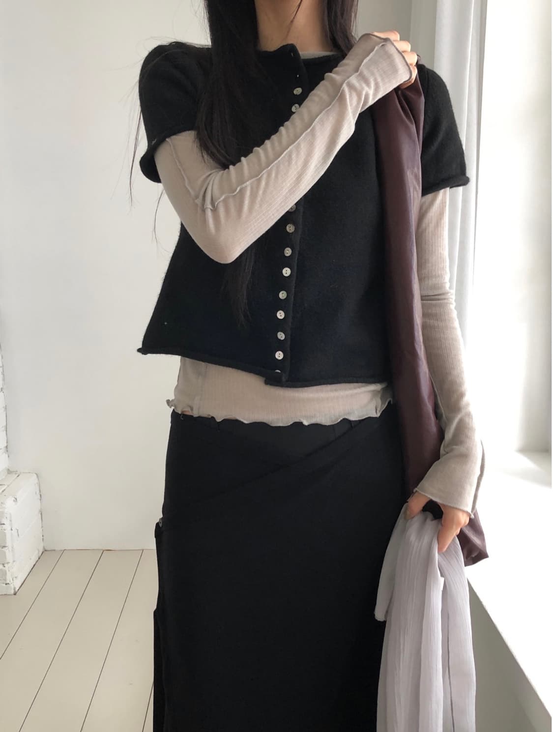 릿킴 울 하프 버튼 가디건 상품이미지3