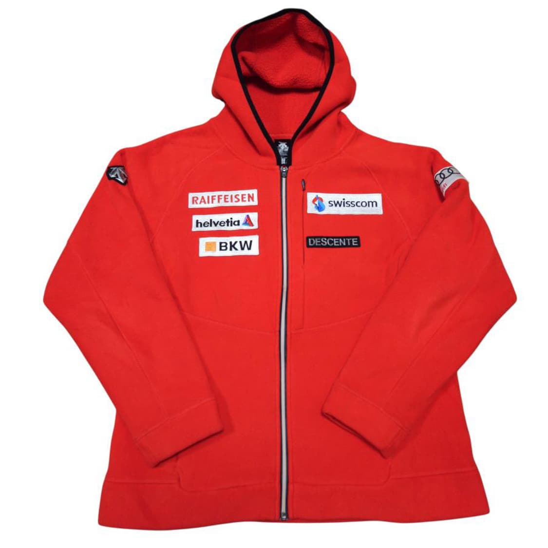 데상트 스위스 스키팀 후드 기모 본딩 플리스 집업 상품이미지1