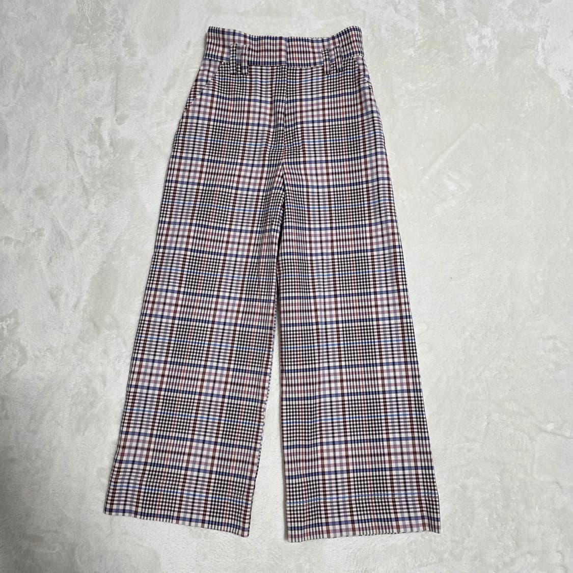 (34)여성 H&M 하이웨스트 체크 슬랙스 팬츠 상품이미지1