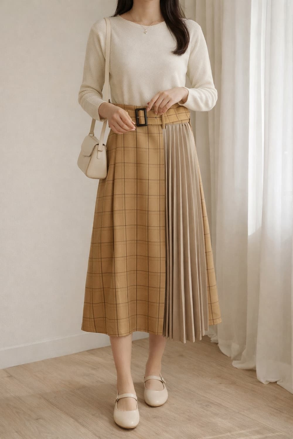 빈티지 체크 믹스 스커트 상품이미지2