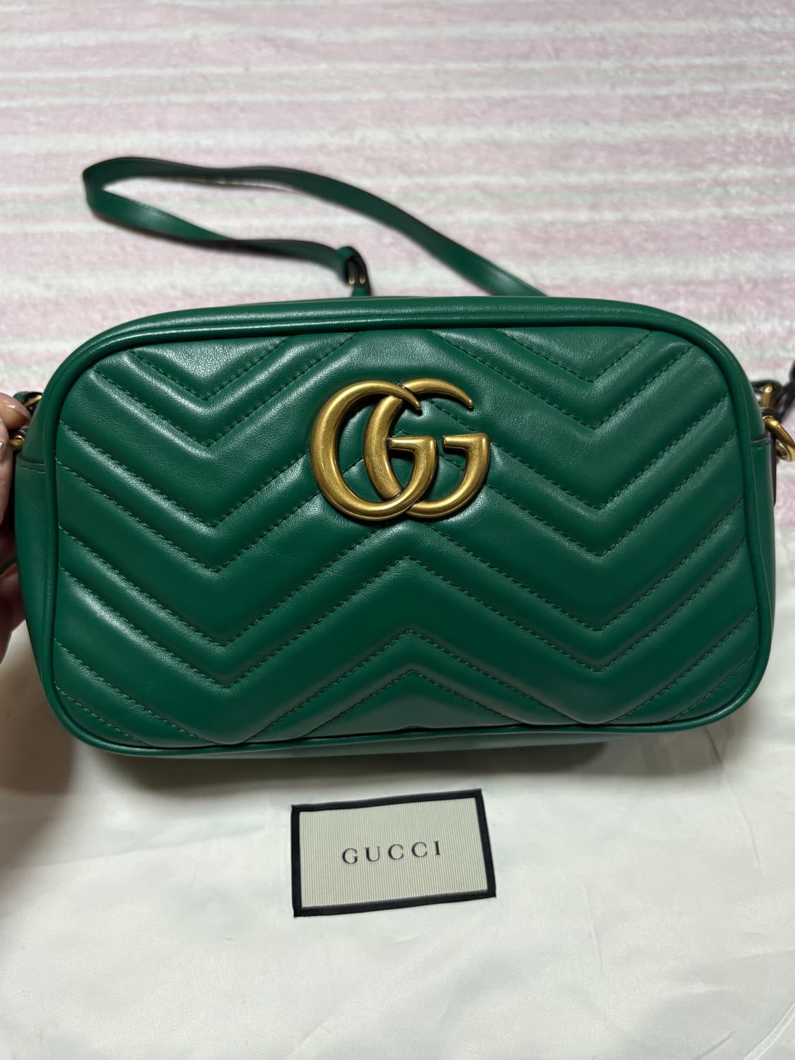 구찌 GG 마몽 마틀라세 카메라백 그린 여름한정판 상품이미지5