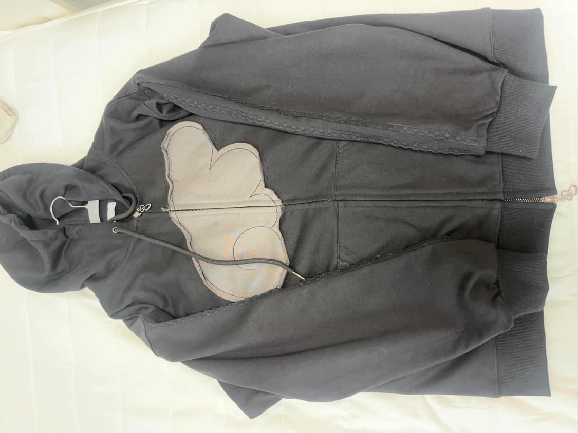 허그유어스킨 엔젤 윙 후드집업 블랙 상품이미지2