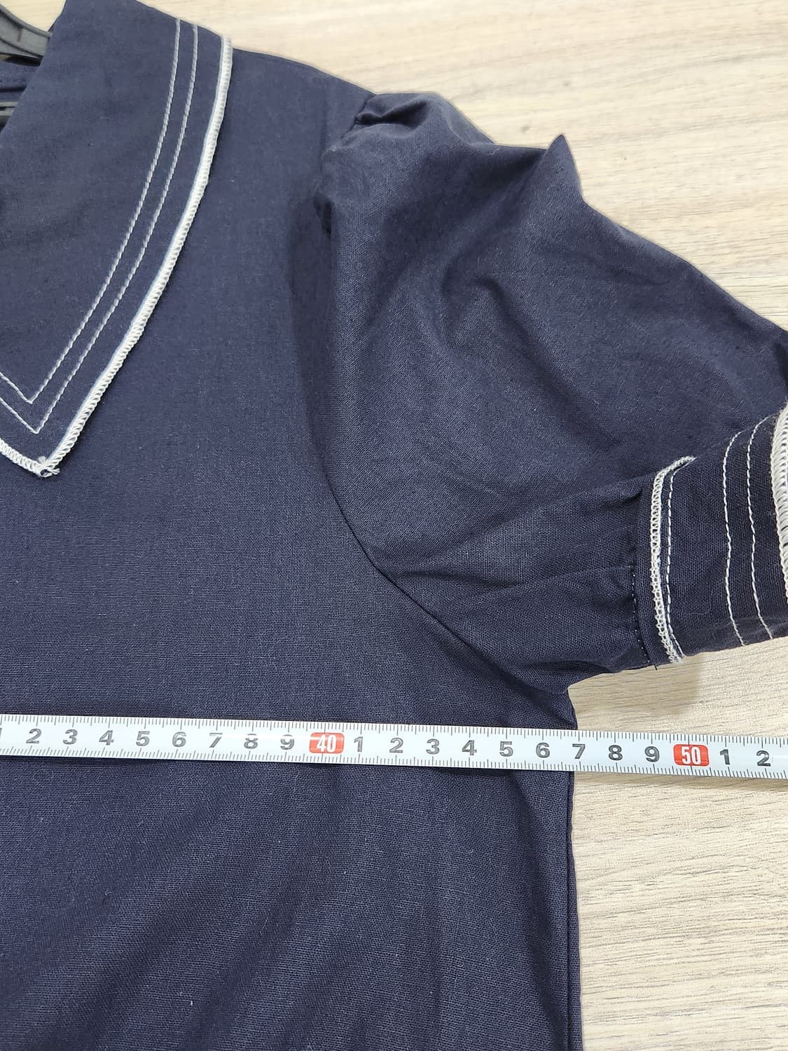 [F] 새상품 더오픈 세일러 카라 롱 원피스 네이비 상품이미지7