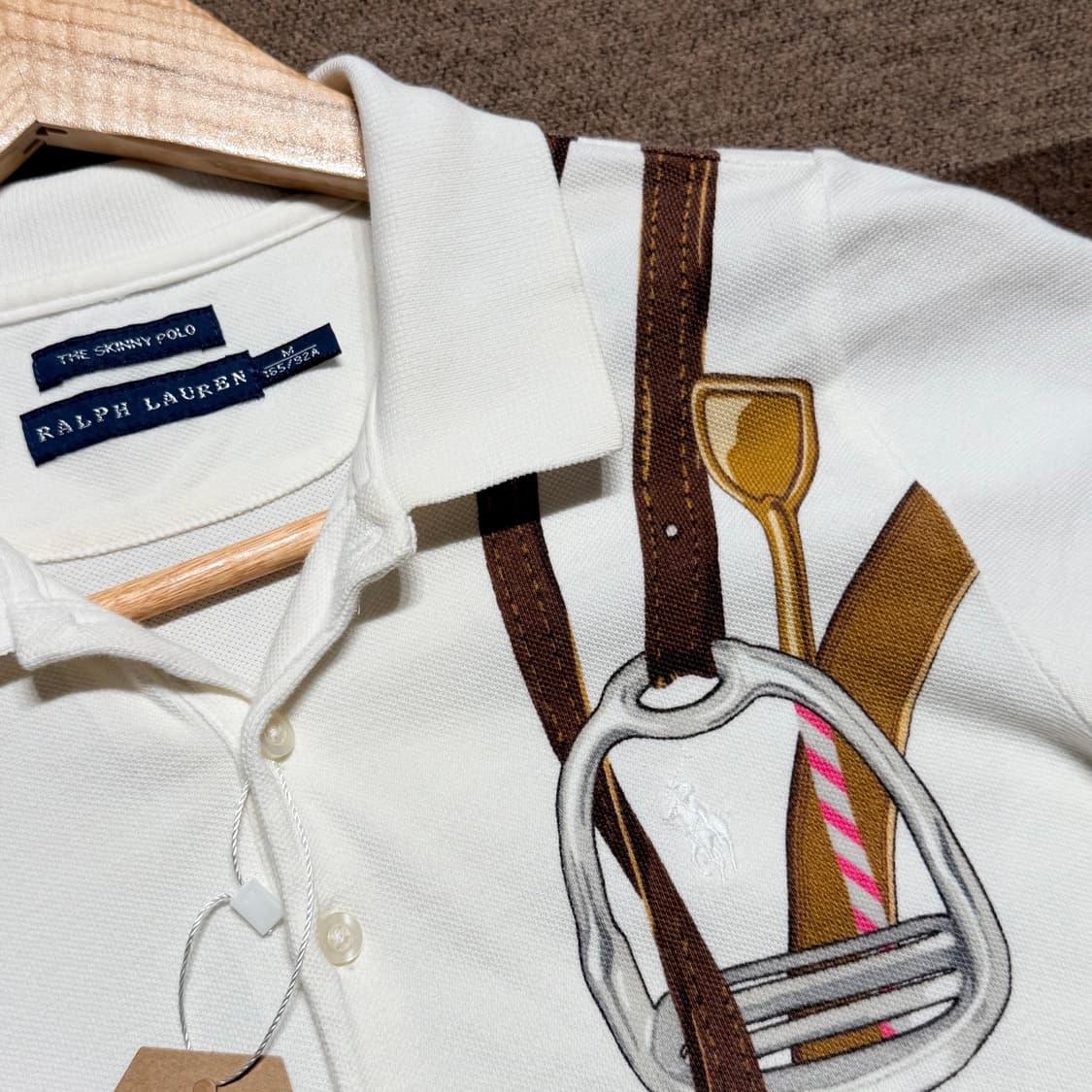 폴로랄프로렌 여성 스키니핏 벨트 드로잉 반팔 카라티 M 상품이미지2