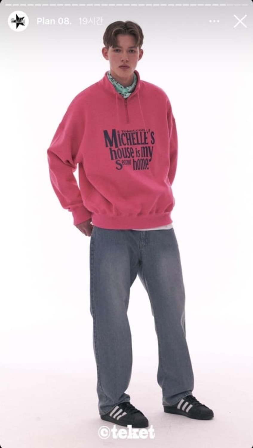 테켓 반집업 맨투맨 후리스 핑크 L 상품이미지3