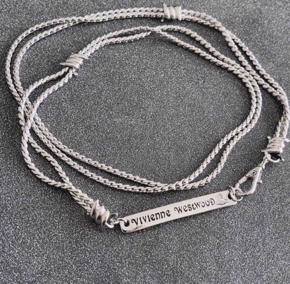 비비안웨스트우드 아카이브 레터링 orb 각인 레어이드 체인 초커 목걸이 상품이미지3