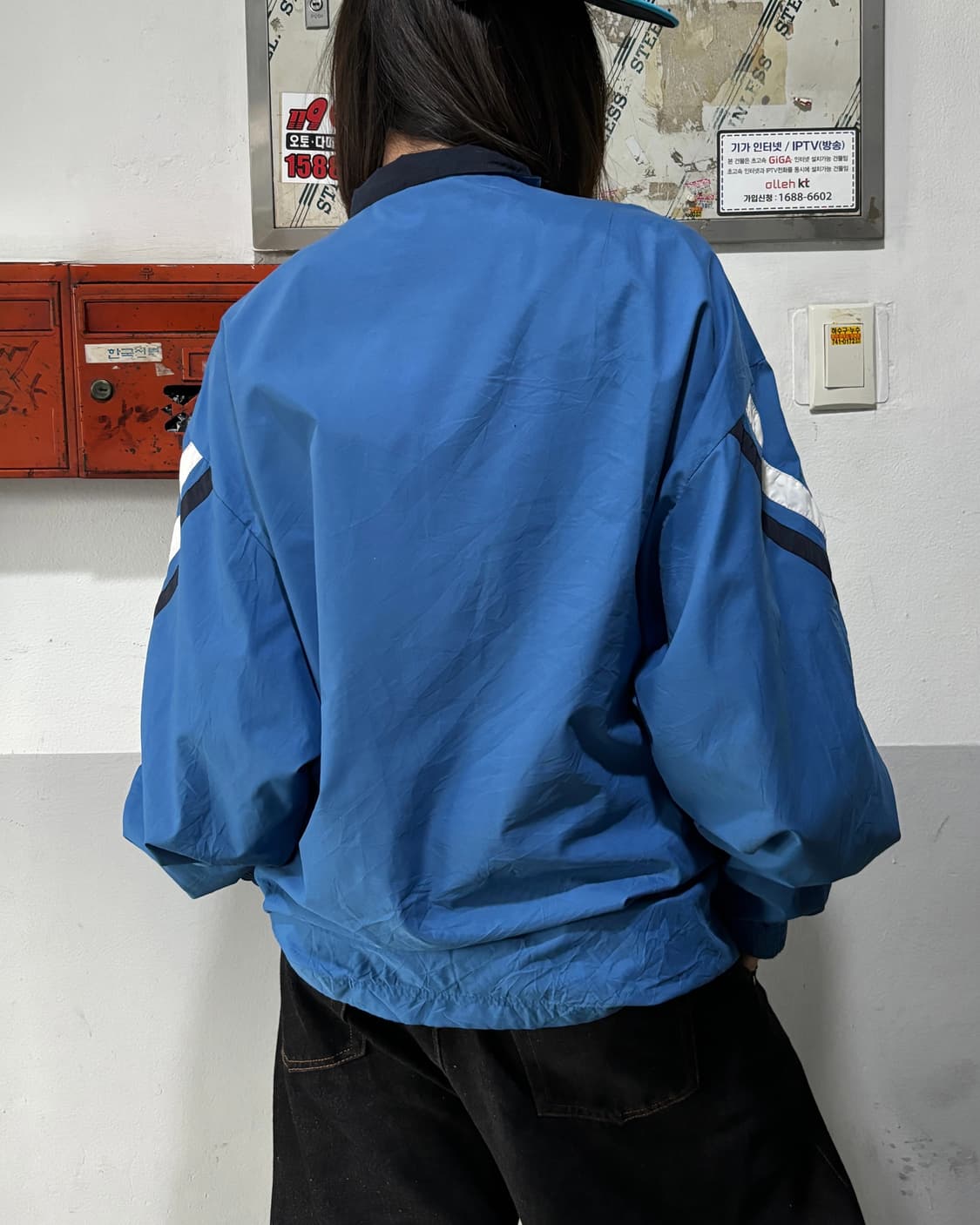 90s NIKE 올드스쿨 딥블루 윈드브레이커 상품이미지3