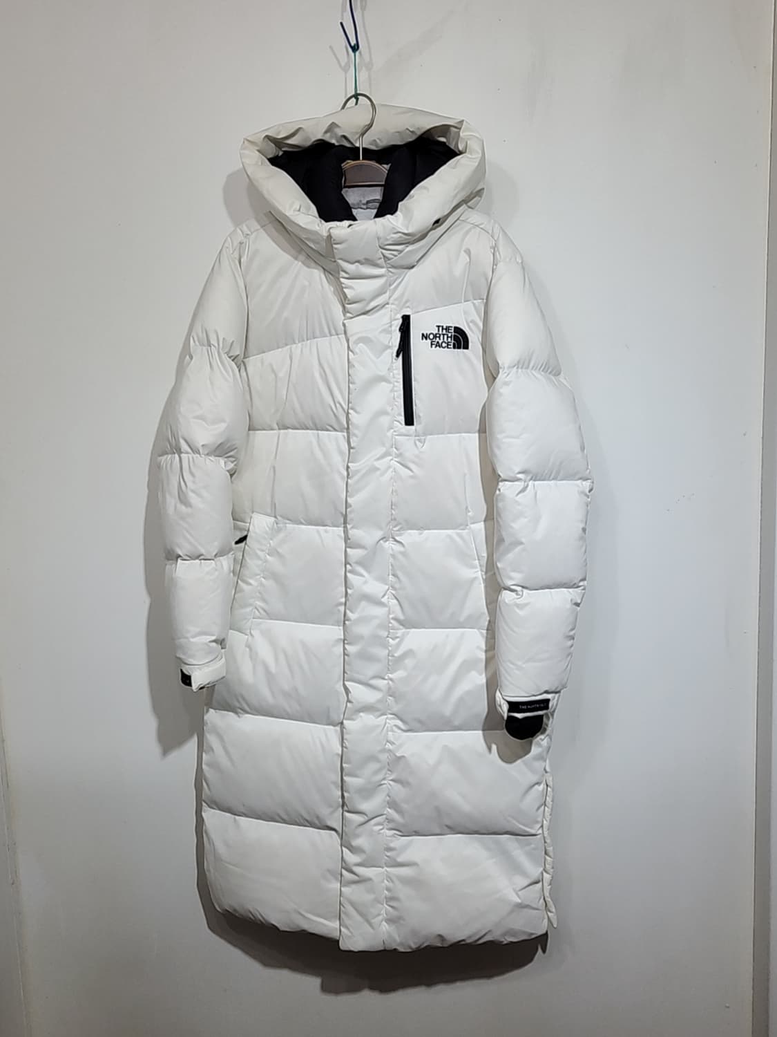(M) 노스페이스 오리털 롱패딩 점퍼 화이트 후드 다운코트  상품이미지1