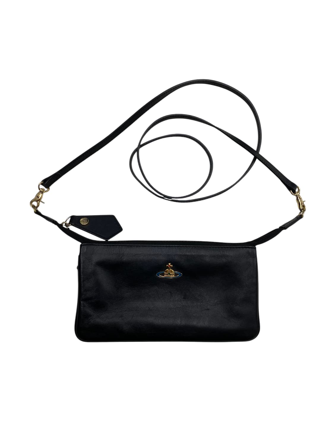 비비안웨스트우드 블랙 가죽 크로스백 상품이미지1