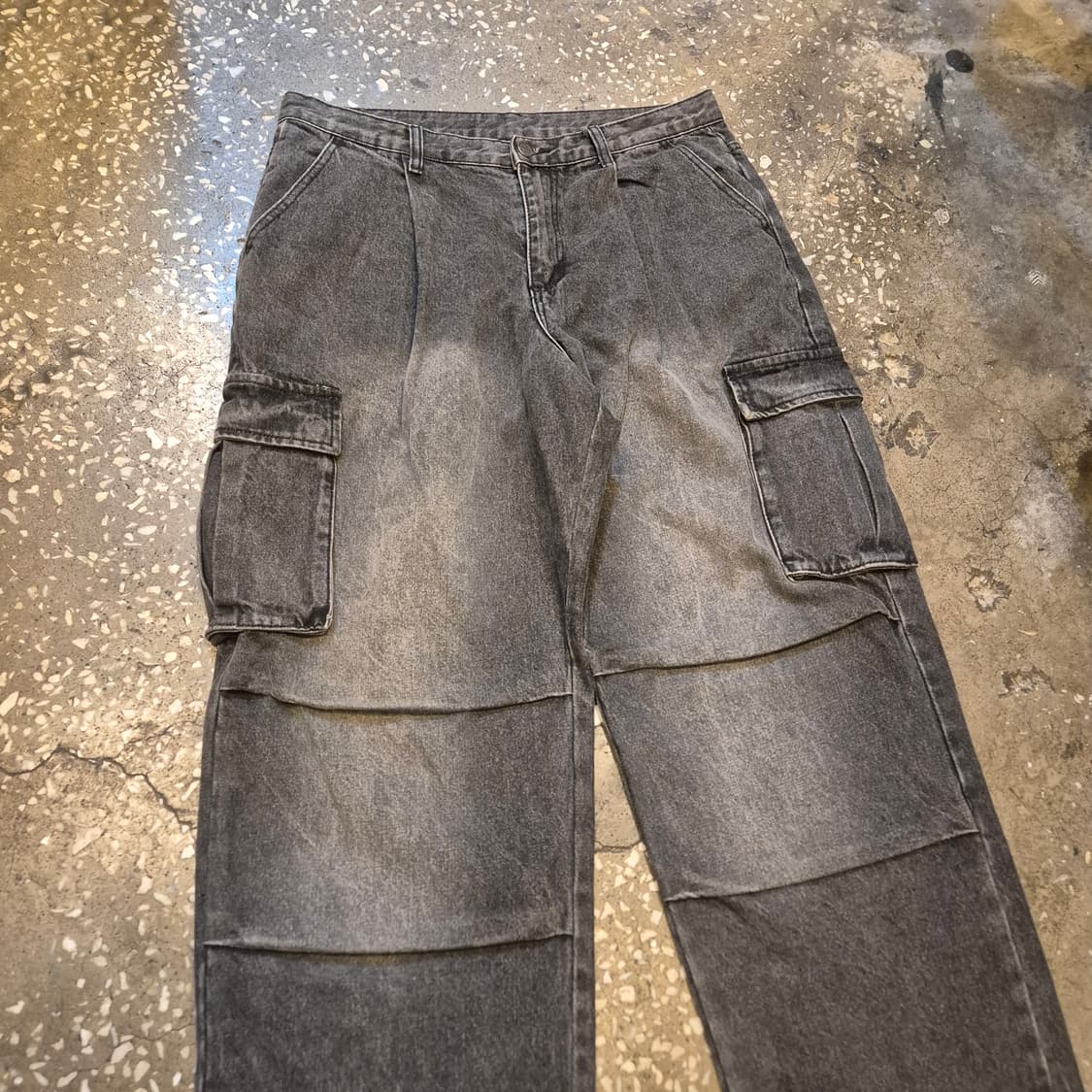 32인치 워싱블랙 카고 와이드데님팬츠  상품이미지6