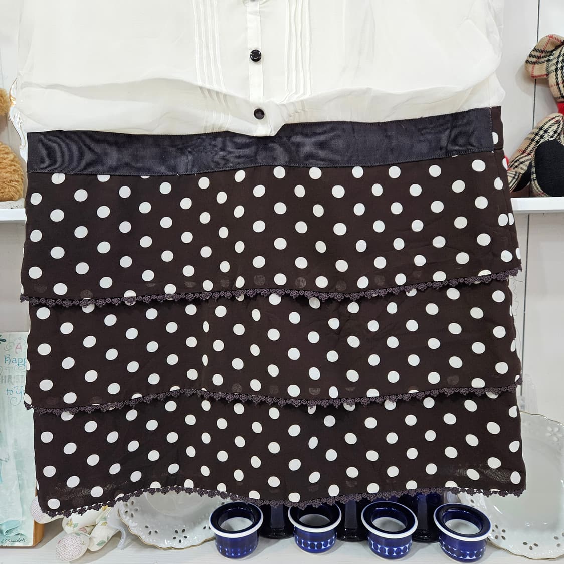 0327 레스트로즈 초코 도트 쉬폰 원피스 상품이미지4