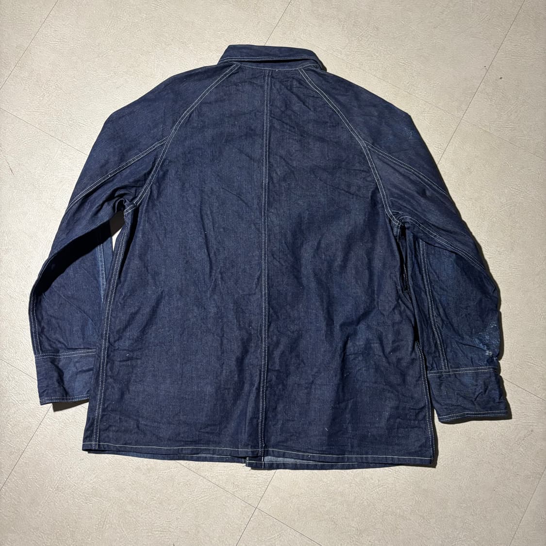 Post overalls 인디고 데님 페이드 초어 워크 자켓 상품이미지4