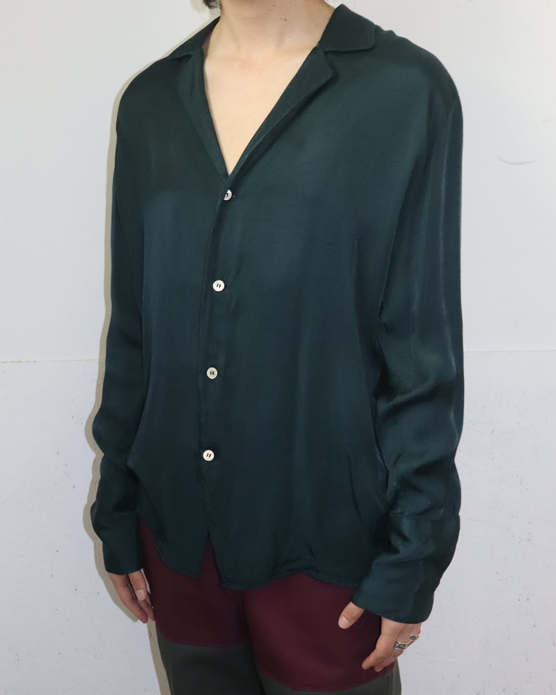BED j.w. FORD 17AW 레이온 셔츠 딥그린 상품이미지1